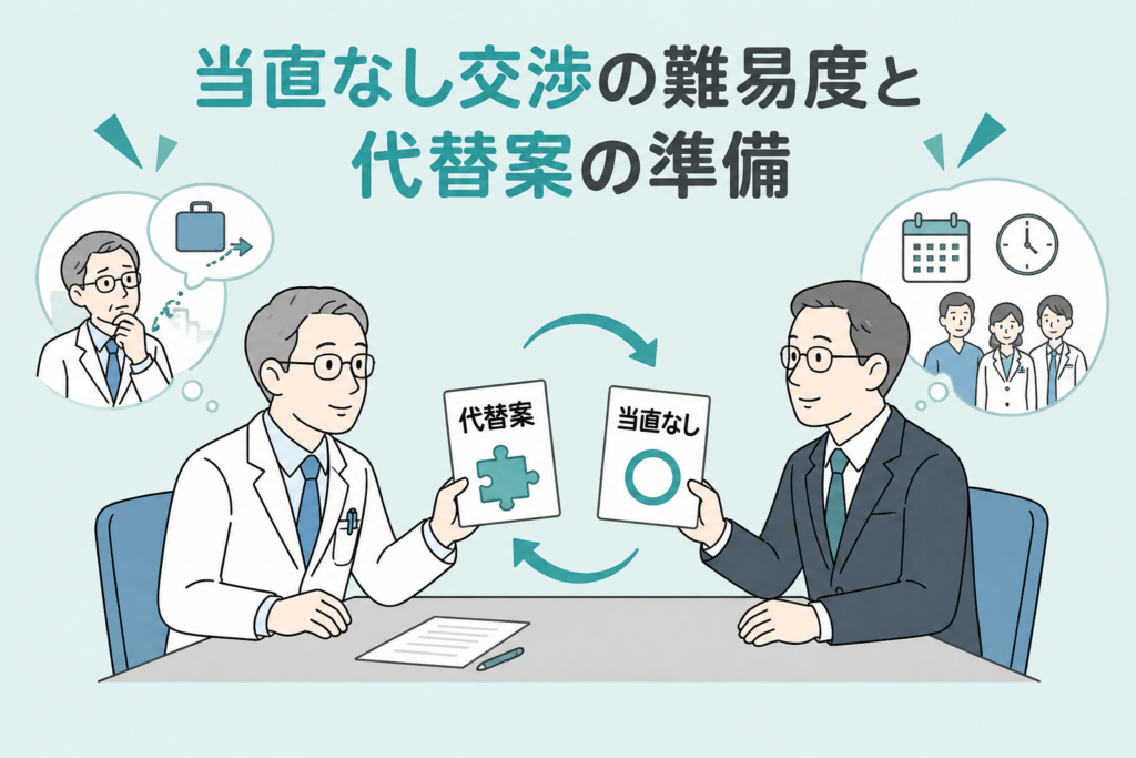 当直なし交渉の難易度と代替案の準備