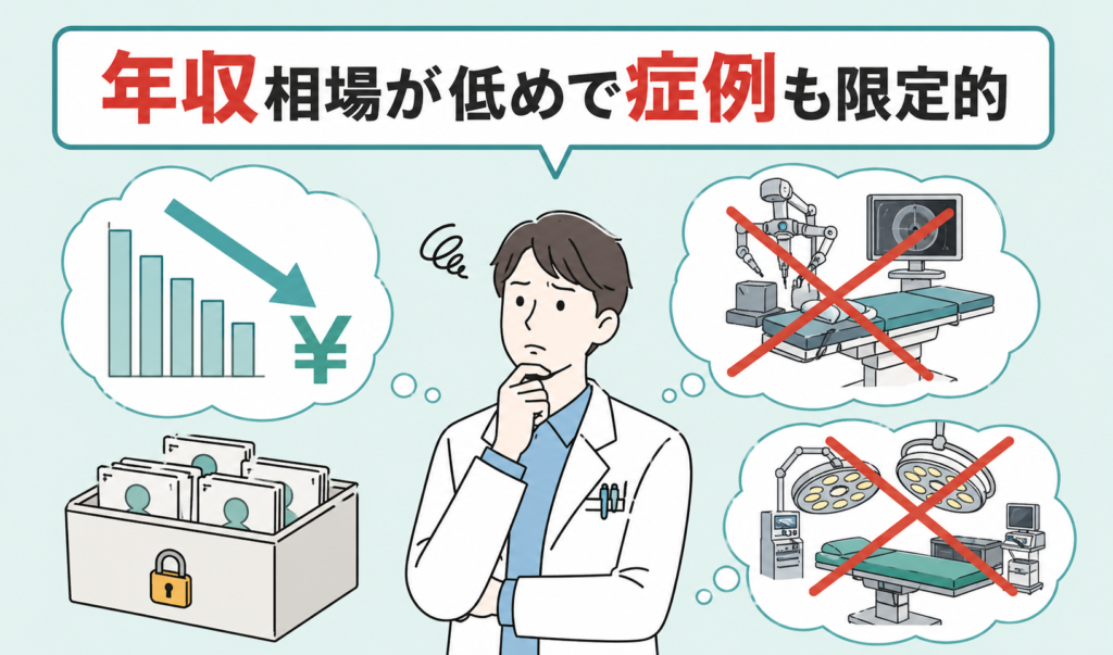 急性期に比べ年収相場が低め、症例も限定的に